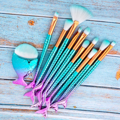 11-Piece Mermaid Makeup Brush Set