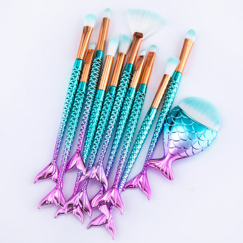11-Piece Mermaid Makeup Brush Set